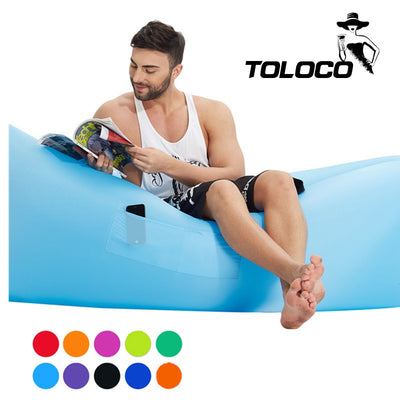 Fast Inflatable hangout Camping Sleep Bed Air Sofa With Side Pocket
