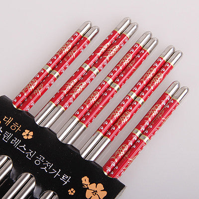 5 Pairs/lot Chopsticks Stainless Steel Durable Chinese 4 Color