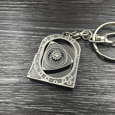 Engine Rotary Rotor Keychain Silver