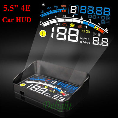 4E 5.5" Car OBD2 II EUOBD car HUD Head Up Display Overspeed Warning System Projector