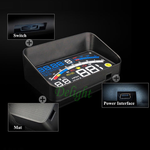 4E 5.5" Car OBD2 II EUOBD car HUD Head Up Display Overspeed Warning System Projector