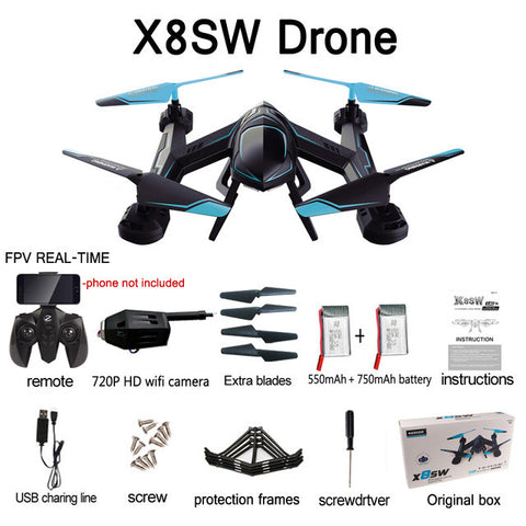 720P FPV Drone X8SW RC Quadcopter Helicopter 2.4G 4CH 6-Axis 1.0MP HD Camera