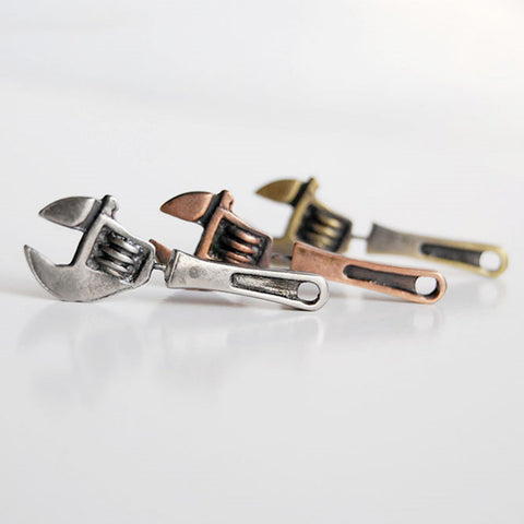 Artificial Tool Wrench Puncture Shaped Alloy Earrings