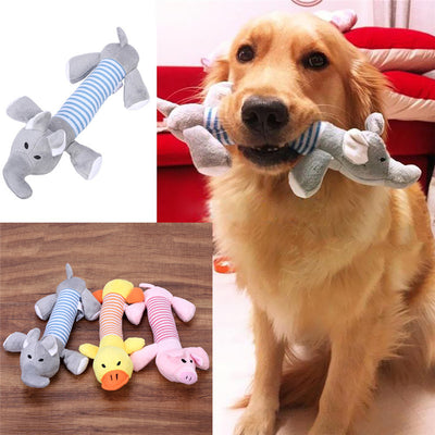 Dog Toys Pet Puppy Chew Squeaker Squeaky Plush Sound Duck Pig & Elephant Toys 3 Designs