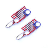 American flag Stainless Steel Grill car KeyChain, Car KeyRing for Jeep CJ JK, TJ, YJ XJ