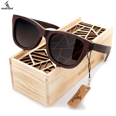 100% Natural Ebony Wooden Sunglasses Polarized With Wooden Gift Box