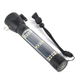 Multifunction Solar LED Flashlight Rechargeable Portable Torch hard Lights outdoor camping lamps +Safety Hammer +Power Bank