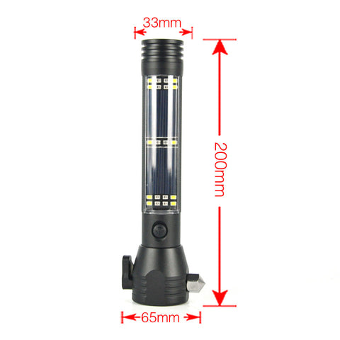 Multifunction Solar LED Flashlight Rechargeable Portable Torch hard Lights outdoor camping lamps +Safety Hammer +Power Bank