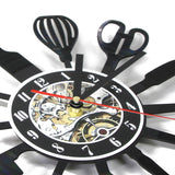 Cutlery Kitchen Utensil Vinyl Record wall Clock Quartz Clock