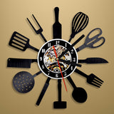 Cutlery Kitchen Utensil Vinyl Record wall Clock Quartz Clock