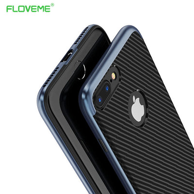 Carbon Fiber Case For iPhone 7 6 Soft Anti-Skid Anti-Knock Frame Cover For iPhone 7 Plus SE 5s Leather
