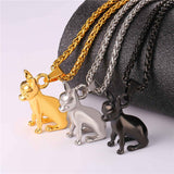 Chihuahuas Dog Pendant Gold/Black Color Animal Stainless Steel