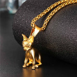 Chihuahuas Dog Pendant Gold/Black Color Animal Stainless Steel