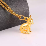 Chihuahuas Dog Pendant Gold/Black Color Animal Stainless Steel