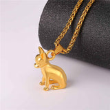 Chihuahuas Dog Pendant Gold/Black Color Animal Stainless Steel