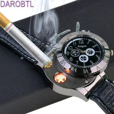 2 In 1 Rechargeable Watch Lighter Electronic Cigarette Lighter USB Charge Flameless