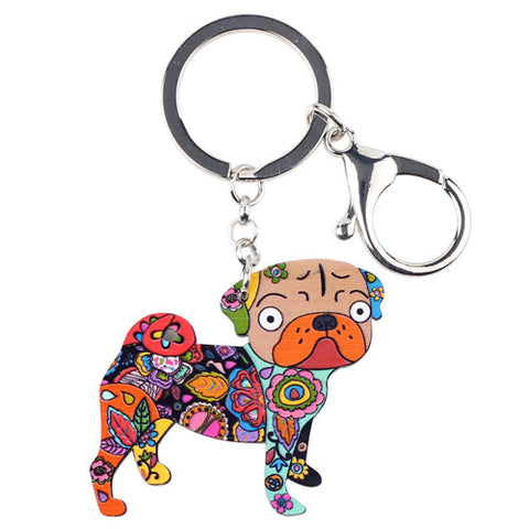 Pug Dog KeyChain Key Ring