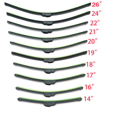 Universal Car wiper blade U-type Soft Frameless Bracketless High grade Rubber windshield wipers 14 16 17 18 19 20 21 22 24 26inch