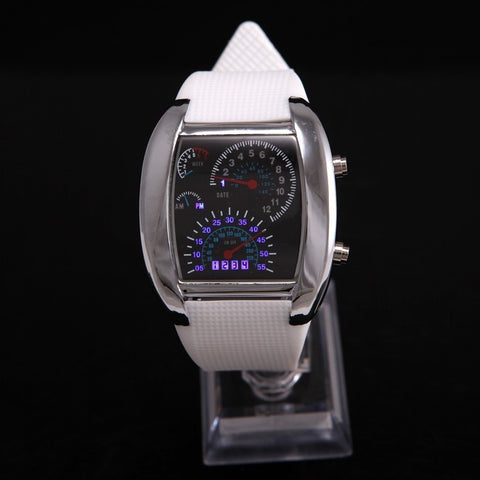 Luxury Brand Quartz Sports Watches LED Digital Silicone Watch Men's Race Speed Car Meter Dial Military Watch Relogio Masculino