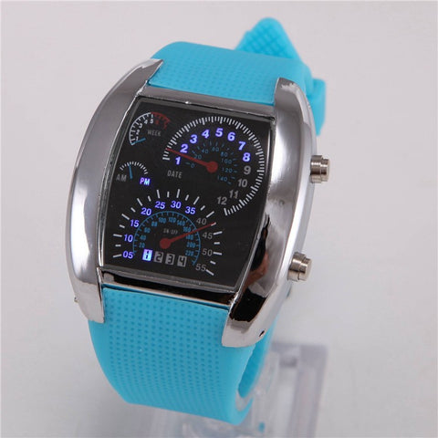 Luxury Brand Quartz Sports Watches LED Digital Silicone Watch Men's Race Speed Car Meter Dial Military Watch Relogio Masculino