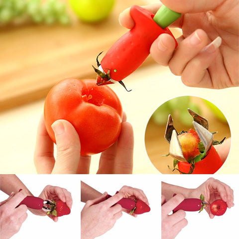 Strawberry Hullers Metal +Plastic Fruit Remove Stalks