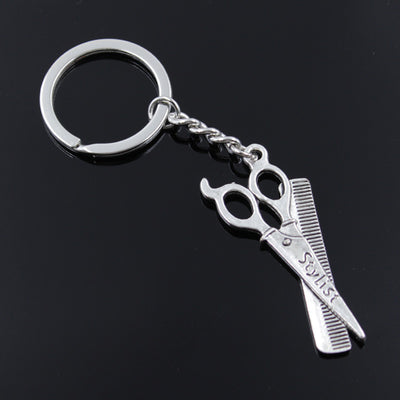 30mm keychain DIY metal holder chain vintage barber scissor comb stylist 24*53mm