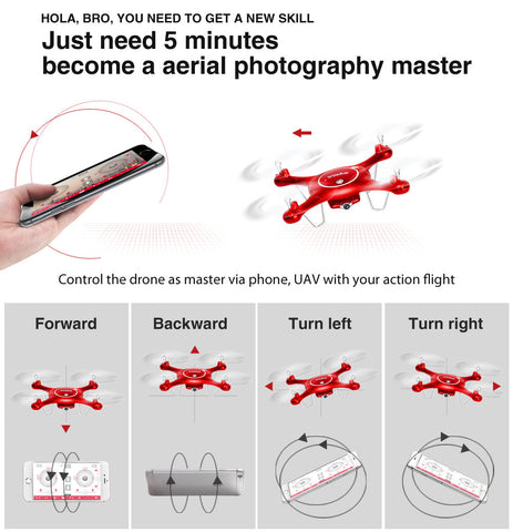 X5UW Drone with WiFi Camera HD 720P Real-time Transmission FPV Quadcopter 2.4G 4CH RC