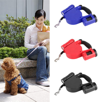 4.5M/5M Retractable Dog Leash with LED Lights with Waste Poop Garbage Bag