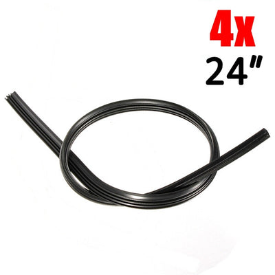 4 Pcs 24 Inch 6mm Cut to Size Universal Vehicle Car Replacement Rubber Wiper Blade Refill