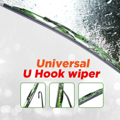 14'' - 28''inch Universal U-Type Windshield Wiper Blades Windscreen Silicone Rubber