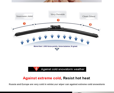 20'' Universal U-Type Windshield Wiper Blades Windscreen Silicone Rubber