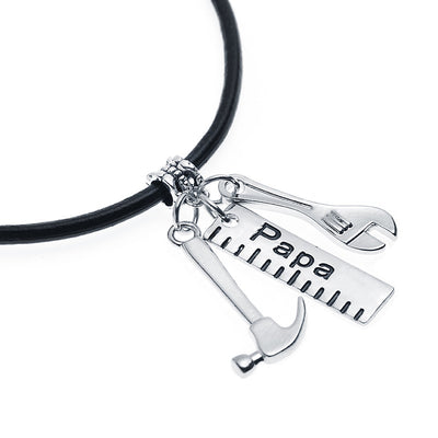 "Papa" ROPE CHAIN Metal Fashion Hammer Rule and Wrench Pendant Necklaces
