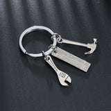 Adjustable Tool Wrench Spanner Rule Hammer Model Key Ring "Papa"