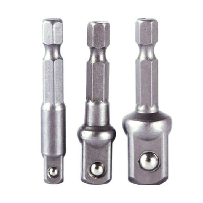 3Pcs Hex Shank Drive Power Drill Adaptor Set 3 Sizes 1/4inch 3/8inch 1/2inch