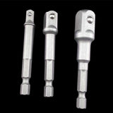 3Pcs Hex Shank Drive Power Drill Adaptor Set 3 Sizes 1/4inch 3/8inch 1/2inch