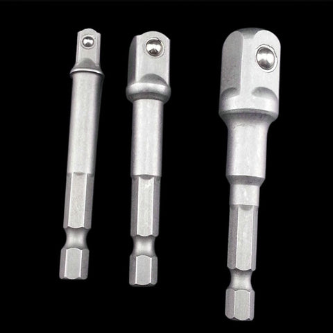 3Pcs Hex Shank Drive Power Drill Adaptor Set 3 Sizes 1/4inch 3/8inch 1/2inch