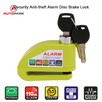 Motorcycle Moto  Scooter Bicycle Disc Brake Lock Security Anti-theft Alarm Lock