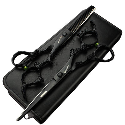 6-inch salon special hairdressing scissors black barber scissors set