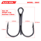 50pc/lot 2/4/6/8/10# Fishing Hook High Carbon Steel Treble Hooks Fishing Tackle