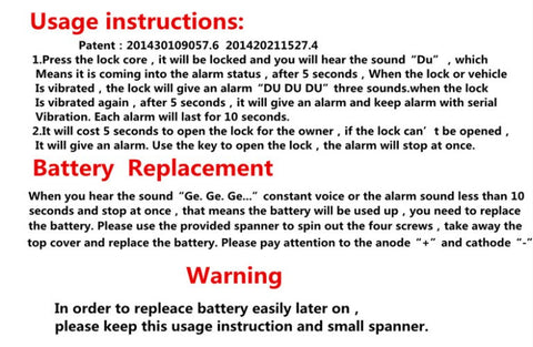New Security Protect Anti Motorcycle Thief Electric Bike Scooter Wheel Brake Disc Alarm Lock Zinc Alloy Siren