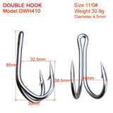 10pc 11/0# DWH401 Saltwater Fishing Hook Double Hooks Stainless Steel
