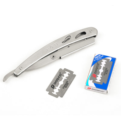 1 set  Straight Barber Edge Steel Razors Folding Shaving Knife With 10 pcs Blades