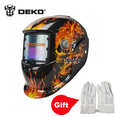 Skull Solar auto darkening  MIG MMA electric welding mask/helmet With Welding Gloves