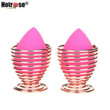 Rose Gold Makeup Puff Holder Display With Makeup Foundation Sponges Blender