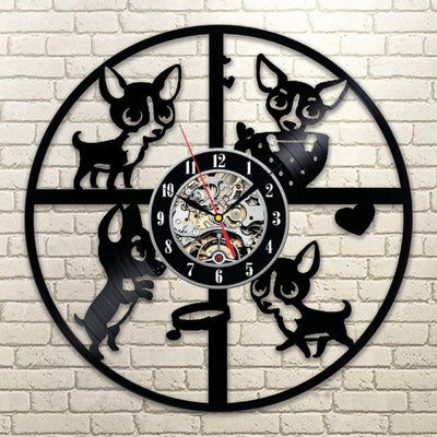 Chihuahua Vinyl Record wall Clock Quartz Clock