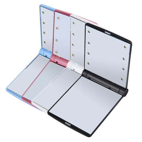 Led Makeup Mirror Lady Makeup Cosmetic Folding Portable Compact Pocket Mirror 8 LED Lights