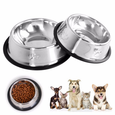 Stainless Steel Feeder Feeding Food Bowl Water Dish