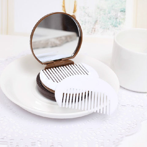 Cookies Makeup Mirror With Comb Portable Cute Small mirror