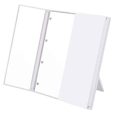 Tri-Fold Illuminated  LED Lighted Vanity Mirror Makeup Wide View Portable Travel Pocket Compact Led Mirror