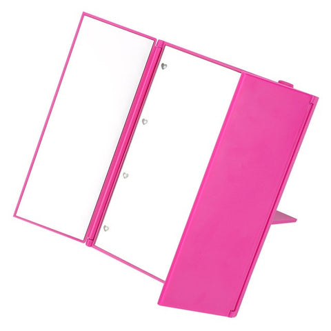 Tri-Fold Illuminated  LED Lighted Vanity Mirror Makeup Wide View Portable Travel Pocket Compact Led Mirror
